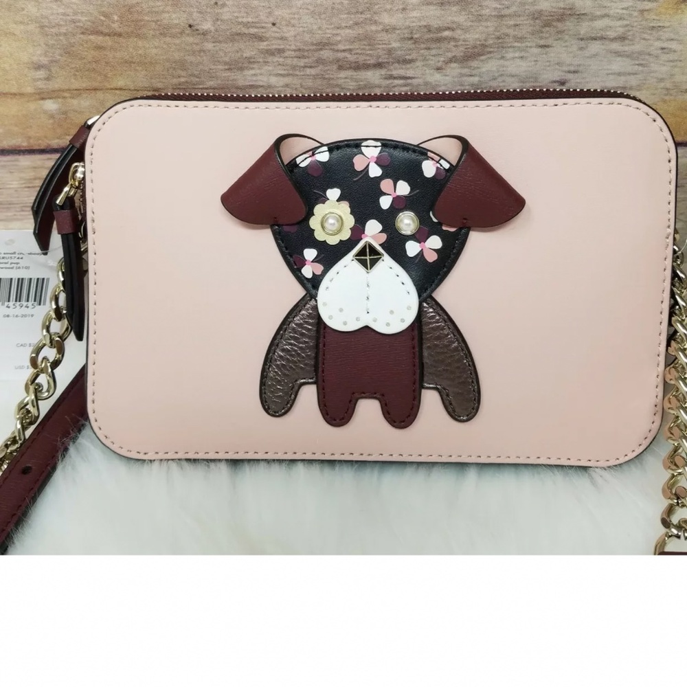 Kate Spade Floral Pup Dog Novelty Cross Body Bag wallet